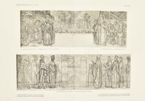 1916 2 db műmelléklet a Magyar Iparművészet 1916-os évfolyamából, Körösfői-Kriesch Aladár Freskóvázl...