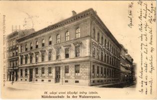 1900 Budapest V. Váci utcai községi leány iskola az Irinyi utca sarkán. Zurányi Gyula kiadása (EK)