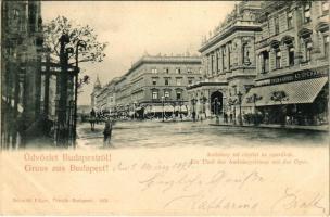 1899 (Vorläufer) Budapest VI. Andrássy út és Opera, Pikler Á. kávéháza az Operához