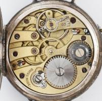 Ezüst (Ag) karóra zománc berakással. Zsebórából készített, működő, jó állapotban. d: 28 mm