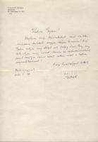 1986 Simándi József operaénekes autográf levele Bozó Gyula festőművészhez