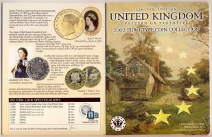 Nagy-Britannia 2002. 1c,2c,5c,10c,20c,50c,1€,2€ próbaveretek, szettben, díszkiad...