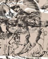 Morvai Tibor (1954-): Éva dalok V., 2005. Tus, kollázs, papír, kartonra kasírozva, hátoldalán a művé...