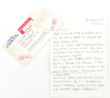 1991 Rózsahegyi Marika (1933-2014) színésznő autográf levele Sívó Emil rendezőnek négy beírt oldalon színházi ügyekről, cikkekről egy díva modorában New Yerseyből