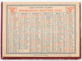 1931 Gróf Apponyi Albert Poliklinika naptára