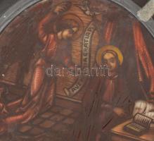 Függeszthető ólomüveg kép, vallásos jelenettel, szép állapotban, jelzés nélkül, d: 17,5 cm