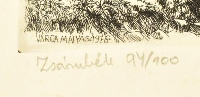 Varga Mátyás (1910-2002): Zsámbék. Rézkarc, papír, jelzett, számozott (94/100), 19×29 cm