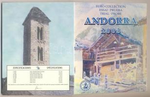 Andorra 2003. 1c,2c,5c,10c,20c,50c,1€,2€ próbaveretek, szettben, díszkiadásban T...