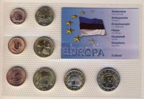 Észtország 2006. 1c,2c,5c,10c,20c,50c,1€,2€ próbaveretek, kereskedői szettben T:BU