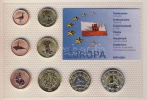Gibraltár 2006. 1c,2c,5c,10c,20c,50c,1€,2€ próbaveretek, kereskedői szettben T:BU