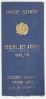 1930-1931 Nemzeti Színház aranyozott bérletjegy-tokja, jegy nélkül, kopott.