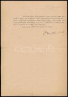 1943 Bánffy Dániel (1893-1955) földművelésügyi miniszter által saját kézzel aláírt nyugdíjba helyezé...