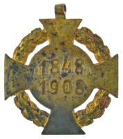 1908. "Jubileumi Kereszt" aranyozott bronz kitüntetés kopott mellszalaggal T:F patina, kop...