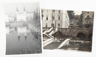 cca 1930-1940 Bp., Lágymányosi tó + 1956 Vérmező, 2 db fotó, a hátoldalon feliratozva, 17x12 cm és 18x13 cm