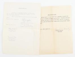 Kazimir Károly rendező és Olty Magda színésznő autográf aláírások két levélen