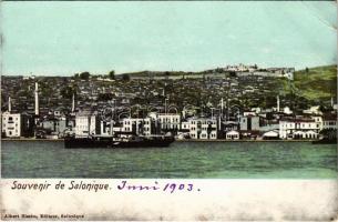 1903 Thessaloniki, Saloniki, Salonica, Salonique; port, steamship. Editeur Albert Nissim (EB)
