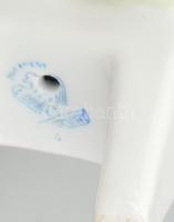 Aquincumi porcelán kislány macival, kézzel festett, jelzett, hibátlan, m: 13,5 cm