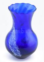 Murano királykék üvegváza, jelzés nélkül, hibátlan, m: 22 cm