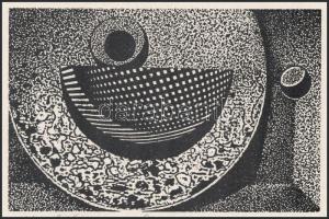 Joseph Kádár (1936-2019): Dualista kompozíció. Szitanyomat, papír, jelzett, számozott: 22/50. 12x19 ...