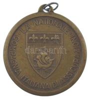 Olaszország ~1930. "Olasz Nemzeti Biztosítótársaság" kétoldalas bronz emlékérem füllel (33...