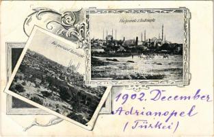 1902 Edirne, Adrianople; Vue generale / general view. Art Nouveau, floral (EB)