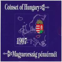 1997. 50f-200Ft (10xklf) "Magyarország pénzérméi" forgalmi sor dísztokban. A tokon a ragasztás kissé elengedett. T:BU Adamo FO30