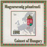 1998. 50f-200Ft (10xklf) forgalmi sor + 1998. 100Ft alpakka "1848-1849. Szabadságharc 150. évfordulójára", dísztokban. A belső tokon a ragasztás részben, a 100Ft-os érmét tartó emléklap ragasztása teljesen elengedett. T:BU patina Adamo FO31.1