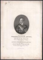 cca 1822-1844 Ehrenreich Sándor Ádám (1784-1852):'Gyaraki Hertzeg Grassalkovich Antal,' (1771-1841) portréja, rézmetszet, papír, jelzett a nyomaton (Ehrenreich sc), foltos, bélyegzéssel: "Magyar Képzőművészeti Társulat", 25x18 cm, teljes: 37x26 cm