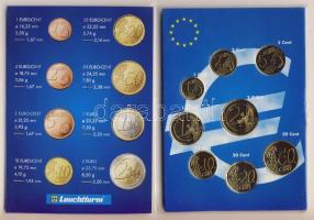 Franciaország 1999-2002. 1c-2€ 8klf db aranyozva, kereskedői szettben T:1