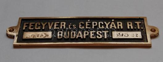 Régi Fegyver és Gépgyár R.T. Budapest bronztábla