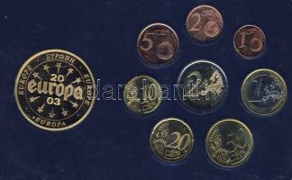 Szlovénia 2007. 1c-2€ 8klf db + Európa 2003. "Szlovénia" aranyozott emlékérem kereskedői szettben T:1,PP Limitált példányszám!