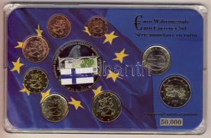 Görögország 2001-2006. 1c-2€ 8klf db + Európa 2002. "Európai valuták" multicolor emlékérem kereskedői szettben T:1,PP Limitált példányszám!