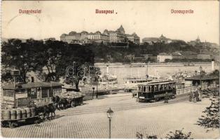 1912 Budapest I. Duna részlet, villamos, hajók, képeslapfüzetből