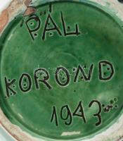 Pál Korond 1943? kerámia váza, kopásokkal, jelzéssel, m: 29,5 cm