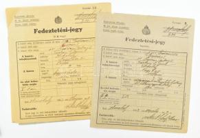 1937-1943 Hódmezővásárhely, 3 db fedeztetési jegy