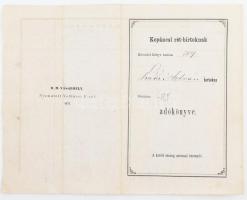 1875-1877 Hódmezővásárhely, Kopáncsi rét-birtok adókönyve, "Magyar Kir. Adóhivatal" bélyeg...