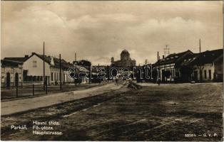 1931 Párkány, Parkan, Stúrovo; Fő utca, esztergomi bazilika / Hlavní trída / Hauptstrasse / main street, basilica (EK)