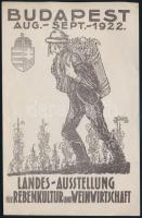 1922 Szőlő- és borkultúra kiállítás Budapesten, dekoratív számolócédula, szign. Buday, szép állapotban