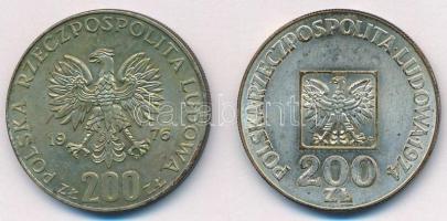 Lengyelország 1974. 200Zl Ag &quot;30 éves a Népköztársaság&quot; + 1976. 200Zl Ag &quot;Olimpia&quot; T:AU,XF patina Poland 1974. 200 Złotych Ag &quot;30th Anniversary of People&#039;s Republic&quot; + 1976. 200 Złotych Ag &quot;Olimpia&quot; C:AU,XF patina