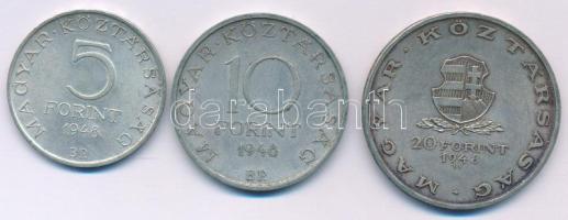 1948. 5Ft Ag "Petőfi" + 10Ft Ag "Széchenyi" + 20Ft Ag "Táncsics" "...