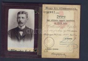 1903 Magyar Királyi Államvasutak félárú arcképes jegy igazolvány, szép állapotban
