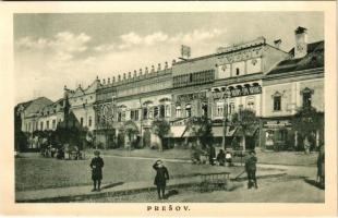 Eperjes, Presov; piac, üzletek, cipő áruház / market, shops, shoe store