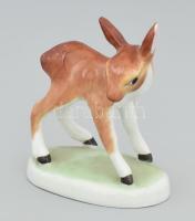 Aquincumi porcelán őzike, kézzel festett, jelzett, hibátlan, m: 10,5 cm