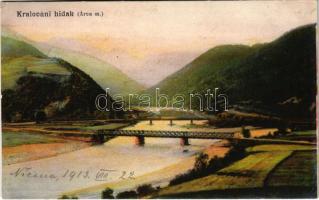 1913 Kralován, Kralovany; Králováni völgy Árva megyében, Vág hidak. Sochán P. kiadása / Váh river bridges, valley (EK)