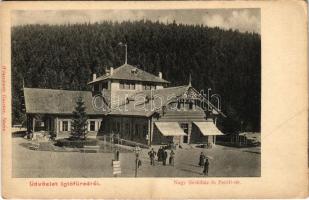 Iglófüred, Spisská Nová Ves Kupele, Novovesské Kúpele; Nagy fürdőház és Petőfi tér. Wlaszlovits Gusztáv kiadása / spa, bathhouse, square (EK)