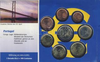 Portugália 2002. 1c-2€ 8klf db, kereskedői szettben T:BU