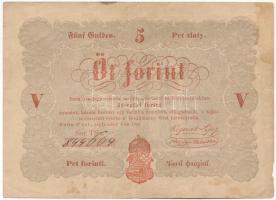 1848. 5Ft Kossuth bankó vörösesbarna T:F kis anyaghiány Adamo G109