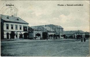 1915 Gálszécs, Secovce; Fő utca, Nemzeti szálloda, Koch, Markovics Testvérek üzlete / main street, hotel, shops (EK)