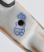 Óherendi miniatűr talicskát toló fiú figura, jelzéssel, hibátlan, 4,5x5 cm, ritka gyűjtői darab