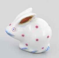 Óherendi miniatűr nyuszi figura, jelzéssel, hibátlan, m: 2,5 cm, ritka gyűjtői darab
